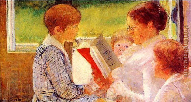 Mrs Cassatt Reading to her Grandchildren, 1888 painting - Mary Cassatt Mrs Cassatt Reading to her Grandchildren, 1888 art painting